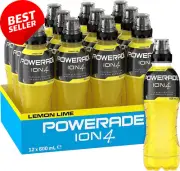 ION4 Lemon Lime Sports Drink – Multipack, 12 x 600ml Sipper Cap Bottles, Electro