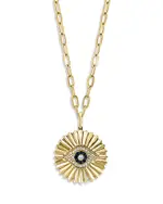 Bloomingdale's Fine Collection Blue Sapphire & Diamond Evil Eye Pendant Necklace in 14K Yellow Gold, 18