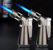 PIPITA 2 Pack Culinary Butane Torch Lighter, Big Jet Flame Refillable Portable Torch, Adjustable Flame for Candle Lighter/Camping/Baking/Home Welding BBQ (Without Butane) (2Pack Black)