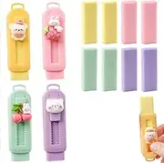 BetterJonny Retractable Eraser Set of 12 for School, Home, Office (Light Green + Pink + Purple + Yellow)