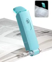 USB Rechargeable Book Reading Light, Book Light Clip, 2 Brightness Levels (Blue)