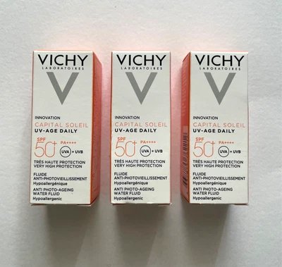 VICHY SPF50 UVA+ UVB, ANTI PHOTO-AGEING WATER FLUID Hypoallergenic, 3ml x 3