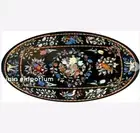 6'x3' black Marble dining Table Top Inlay pietra dura handmade sofa bird table