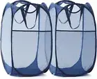 TECHMILLY Collapsible Mesh Pop Up Laundry Hamper 14"L x 14"W x 24"H (2 Pack)