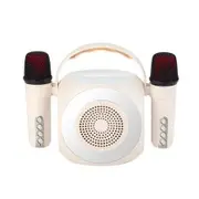 Mini Karaoke Machine, Portable Bluetooth Speaker with 2 Wireless Microphone for Kids and Adults White