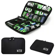 Electronics Accessories Organizer Bag,Portable Tech Gear Phone Accessories Storage Carrying Travel Case Bag (M, Black)