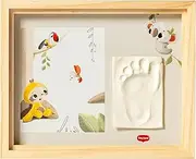 Tiny Love Simple Photo Frame, Plaster Cast Baby Hand and Foot, Clay Set, Keepsake Hand/Footprint Newborn, Dermatologically Tested, Newborn Gift, All-in-One Set, Tiny Creations, Wood