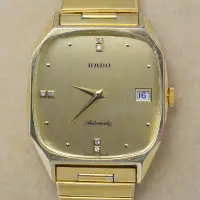 在飛比找Yahoo!奇摩拍賣優惠-《寶萊精品》RADO 雷達金金色方角型自動男士錶