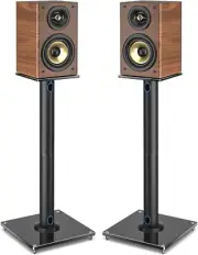 Premium 28-Inch Swivel Speaker Stand Set with Glass Base and Floor Protection