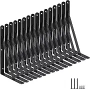 16 Pack L11 X H 8" Black Heavy Duty Shelf Brackets with Screws Metal Shelf Brack