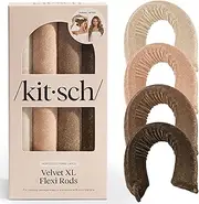 Kitsch XL Flexi Rods for Heatless Curls Overnight - Soft Velvet Hair Rollers for Women - Hair Curlers to Sleep In - Eucalyptus, 4pcs