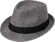 [Beisto] Straw Fedora Hat Packable Short Brim Wool Felt Classic Panama Cap Summer Beach Sun Hat Men Women