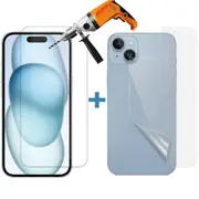 Tempered Glass Screen Protector for Apple iPhone 15 PLUS Front and Film Back