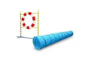 2 Piece Dog Agility Training Practice Exercise Tunnel Jump Tire Tyre Combo Set
