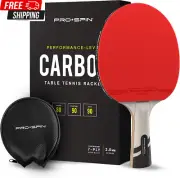 PRO SPIN Ping Pong Paddle with Carbon Fiber | 7-Ply Blade, Offensive Rubber, 2.0