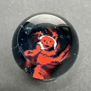 Contemporary Handmade Art Glass Marble 1.11" Red Dancing Bear MIB Grateful Dead
