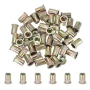 50 Pcs 5/16-18 Rivet Nuts Galvanized Carbon Steel Knurled Flat Head Insert Nuts