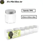 30 x Clear Glass Jar Silver Lid Food Jam Lolly Storage Bottle Container 70ML