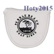 1pc White PU Pebble Beach Golf Mallet Putter Head Cover with Magnetic Closure