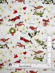 Gnomes Lights Christmas Fabric Gnome Holiday Cotton Susan Winget CP77503 By Yard