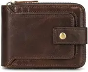 [SLEDEZ] Men’s Leather Wallet Men's Leather Zip Wallet Crossbody Driver's Licence Money Clip(Colour 2)