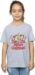 [Absolute Cult] Disney Girls Mickey Mouse And Friends Christmas T-Shirt Sport Grey 7-8 Years