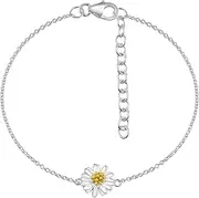 [AeraVida] Alluring Chamomile Flower .925 Sterling Silver Charm Bracelet