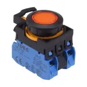 IDEC CW Series Amber 24V illuminated Maintained Flush Push Button Switch 2NO