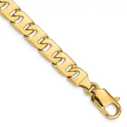 Solid 14K Yellow Gold 9 inch 8.4mm Hand Polished Fancy Link with Fancy Lobster Clasp Bracelet