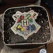 Harry Potter Hogwarts Lunchbox Lunch Bag Box Black to Silver Sequins BRAND NEW