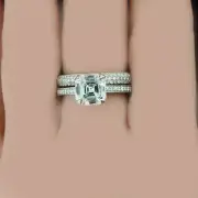 GIA Cert Asscher cut Diamond Bridal Ring 4.00 CT Set 18K White Gold