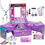 Toy Makeup | Washable Little Girl Pretend Makeup Toy - Princess Cosmetic Kits Makeup Game, Toddler Pretend Toys with Large Storage Box for Friends Family