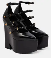 [Versace] Versace Tempest leather platform pumps AU 8 black
