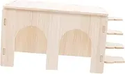 GREENADSCAPE Wooden Rat Hideout House with Platform and Ladder Durable Hamster Hideout for Pet Decor and Exercise Sturdy Wooden Design for Use Pet Owners