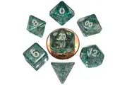MDG Mini Polyhedral Dice Set White Numbers- Ethereal Light Blue