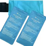 Reusable Gel Ice Packs for Injuries 2 Packs 28 x 13 cm Hot and Cold Compress with 1 Adjustable Wrap for knee, Back, Joint and Muscle Pain Relief, Sports Injury Recovery Cold Heat Pack Blue