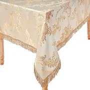 Violet Linen Majestic Damask Design Tablecloth - Beige 60" by 120" Oblong/Rectangle