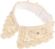 [VALICLUD] Shirt Fake Collar Pearl Necklace Necklaces Ruffle Neck Collar Choker Necklace Pearl Collar Overlay Pearl Shirt Overlay Lace Collar Trim Detachable Collar Accessory White Polyester