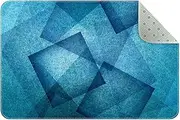 Area Rug, Washable Entryway Rug, Non-Slip Throw Rugs, Floor Carpet, Rug for Door Mat Bedroom Living Room Kitchen Laundry, Modern Art Geometric Blue Square Pattern