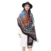 ANYYOU 100% Merino Wool Black Multipatterns Silk Satin Large Winter Scarf Pashmina Shawl Bandana Perfect For Women Ladies Fashion Style