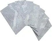 AULIGET 100 Piece Grey Marble Subway Self Adhesive Wall Tiles, 3mm PVC Faxu Stone Stick on Tile, Splashback Tile Stickers for Kitchen & Bathroom (3 x 6 Inches)