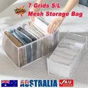 7 Grids Mesh Storage Bag Clothes Jeans Pants Drawer Organizer Boxes Foldable ANJ