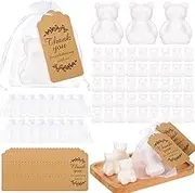 Geosar 50 Pack Bear Baby Shower Favors Bulk Bear Soap Gift Thank You Cards and Packaging Bags Baby Shower Wedding Birthday Party Favors for Guests