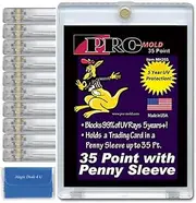 10-Count Pro-Mold 35pt. Magnetic One-Touch Card Holders Holds Sleeved Card USA Made with Cleaning Cloth, Gold