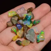 Natural Multi Ethiopian Opal Rough Loose Gemstone Lot 41 Ct. 9X6 22X6 mm A-5728