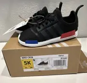 Adidas NMD Crib Baby Toddler Walker Shoes HQ6116 5k Black And White WithRed Blue