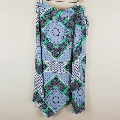 [ PORTMANS ] Womens Scarf Print Asymmetric Skirt NEW RRP$109.95 | Size AU 12