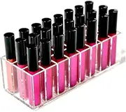 Acrylic Lip Gloss Holder Organizer, Lipstick Holder, 24 Slots Makeup Lip Gloss Lipstick Brushes Storage Display Case (Transparent, 20CM*9CM*7.5CM)