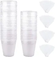 HOVEOX 100Pcs 3 Inch Plant Nursery Pots with 100Pcs Plant Labels, Transparent Plastic Gardening Pot Planting Containers Indoor Succulent herb Planter for Seedlings Succulent Vegetable