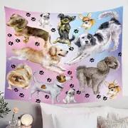 Cute Dogs Over Purplish Tapestry